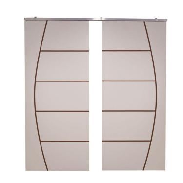 Imagem de Porta Dupla Branco Prime Frisada Kit Alumínio F04 - 210x140