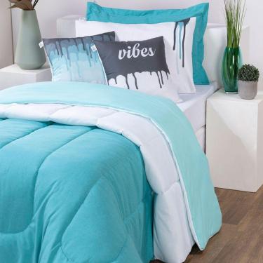 Imagem de Kit Edredom Linho Colorful Solteiro Cor:verde