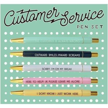 Imagem de 5 canetas engraçadas de atendimento ao cliente, caneta personalizada com citações hilárias, para funcionários de call center e equipe de varejo - presente de humor sarcástico para escritório, tinta
