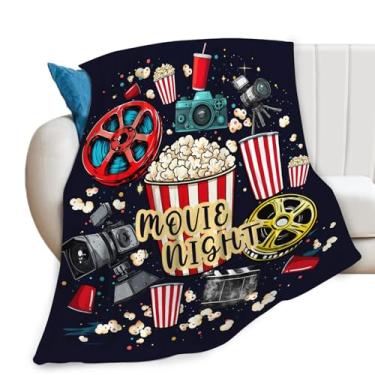 Imagem de Cobertor de noite de cinema para meninos e meninas, flanela, filme, pipoca, teatro, cobertores, decoração aconchegante, cobertor de lã, presente para homens, sofá, cama, 152 x 127 cm