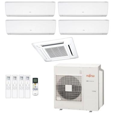 Imagem de Ar-Condicionado Multi Split Inverter Fujitsu 45.000 (2x Evap HW 7.000 + 2x Evap HW 12.000 + 1x Evap Cassete 4 Vias 18.000) Quente/Frio 220V
