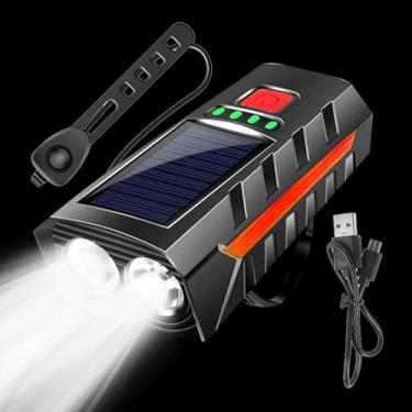 Imagem de Faróis de ciclismo, farol para bicicleta,Farol de ciclo recarregável | Farol de ciclismo impermeável de carregamento solar, acessórios de ciclismo poderosos para viagens de longa distância