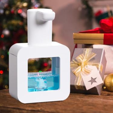 Imagem de Ipalmay Dispensador de sabonete infantil fofo – Dispensador automático de xampu de limpeza facial, mãos livres, recarregável por USB, 400 ml, presente de aniversário de Natal, unicórnio branco