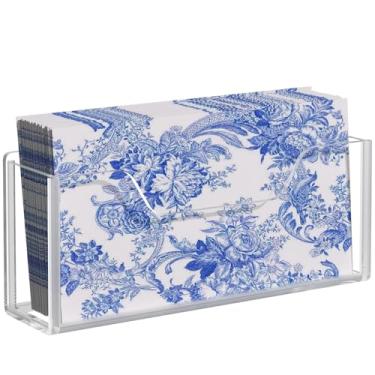 Imagem de Suporte de guardanapo, suporte de toalha de papel de hóspede acrílico transparente para o lado do lavatório do banheiro, papel de toalha de mão descartável quadrado vertical suporte de lucite à prova