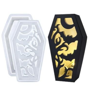 Imagem de Molde de silicone para caixão, molde de abajur assustador para argila | Abajur de fundição de Halloween feito à mão para mesa de jantar, banheiro, estudo, quarto, estante de livros, entrada