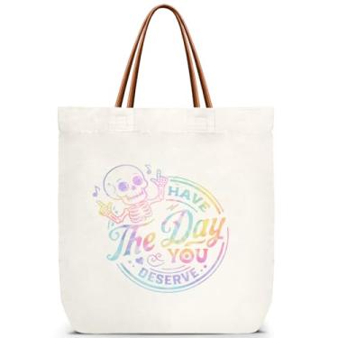 Imagem de ZEDEV Have The Day You Merve, bolsa de ombro reutilizável de lona divertida para viagens, trabalho, compras, academia, bolsa de aniversário inspiradora, presentes para meninas adolescentes, mulheres
