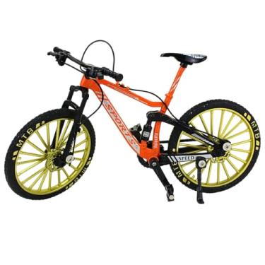 Imagem de Miniatura Bicicleta Mountain Bike Full Suspension, Metal e Plástico, Escala 1:10, Suspensão Funcional, 17,5 x 9 x 6,7 cm, Peça Colecionável (Laranja)