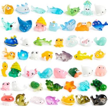 Imagem de JOYIN 50 Mini Figuras De Animais De Resina Do Oceano, Mini Figuras De Animais Marinhos Para Decorações Fofas De Jardim, Amuletos De Slime Para Artesanato, Cenas Em Miniatura Faça Você Mesmo, Lembra