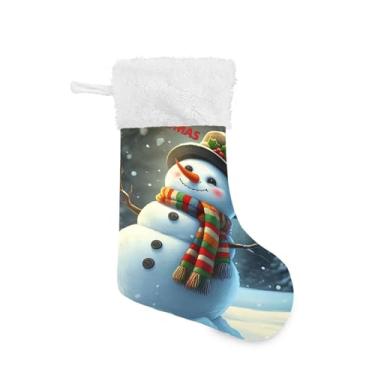 Imagem de GakkiGii Meia grande de Natal de boneco de neve de Natal, decoração de Natal suspensa para parede de árvore de lareira, 45 x 31 cm