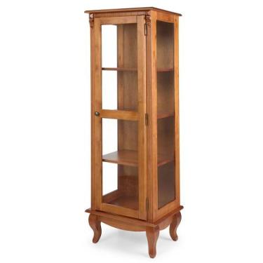 Imagem de Cristaleira de Madeira Maciça com 1 Porta 3 Prateleiras e Laterais em 