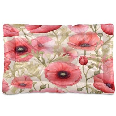Imagem de SEHANY Cama para cães e gatos com flores silvestres coloridas com fundo antiderrapante, cama de canil, colchão macio para animais de estimação, lavável para cães pequenos, médios e grandes, gatos