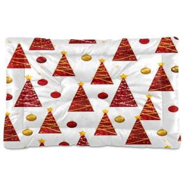 Imagem de SEHANY Cama de árvore de Natal em aquarela para cães e gatos com fundo antiderrapante, caixa de canil, colchão macio para animais de estimação, lavável para cães pequenos, médios e grandes, gatos, 61