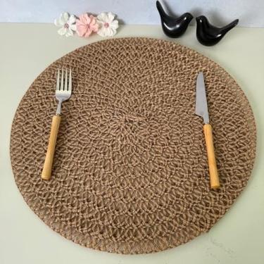 Imagem de Jogo Americano Redondo Juta Boho 38cm Sousplat Rústico Transpassado Mesa Posta (4, Mod B)