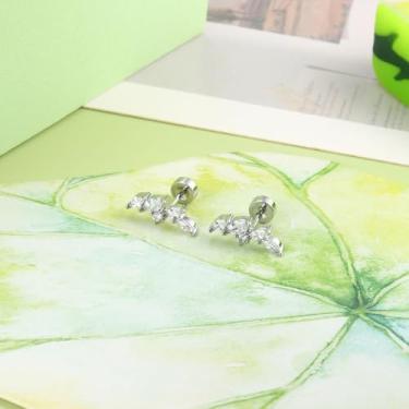 Imagem de Brincos de aço inoxidável 20G com costas planas para mulheres e homens, ouro, prata, zircônia cúbica, cartilagem, standard, Aço inoxidável, Sem pedra preciosa