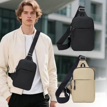Imagem de Bolsa transversal, bolso duplo, resistente à água, pochete para corrida, fitness, viagem, suporte de telefone para homens, mulheres, alça ajustável para academia, caminhada, treino, escritório