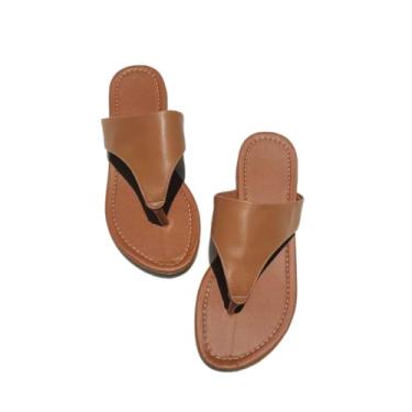 Imagem de Chinelo Feminino Estilo Havaiana – Sandália Rasteira Básica de Verão, Confortável e Casual, Tendência para o Dia a Dia(marrom claro,43)