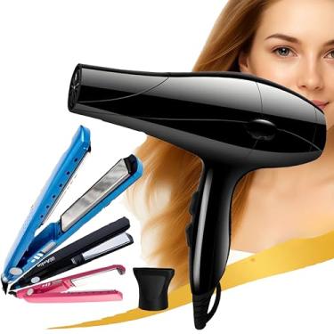 Imagem de Kit Secador de Cabelo Profissional 9985 com Chapinha 450F, 2 Velocidades, 3 Temperaturas, Bivolt 220V, Placas de Titânio