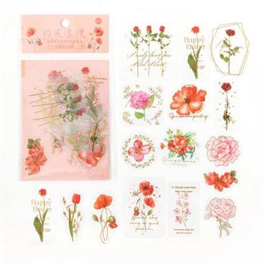 Imagem de 30 peças de adesivos florais para diário, álbuns, artesanato DIY - decalques estéticos em aquarela para cadernos, agendas, diários