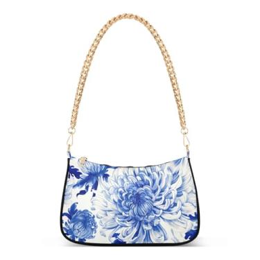 Imagem de CEBUGI Bolsas transversais para mulheres, bolsa de ombro para crisântemos, bolsa clutch estilosa com alça de corrente