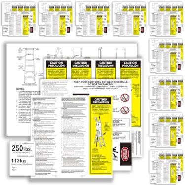 Imagem de Kits de etiquetas de escada de fibra de vidro de 113 kg compatíveis com etiquetas de segurança de escada Werner para adesivos de inspeção de escadas tipo 1 250 capacidade de carga (pacote com 10