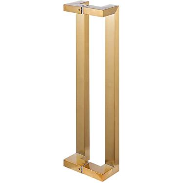 Imagem de FAFACAI Maçaneta de porta de vidro dupla face dourada, aço inoxidável resistente, maçanetas deslizantes de porta de celeiro com acessórios (ouro rosa 80 cm/31,5 pol) (ouro 60 cm)