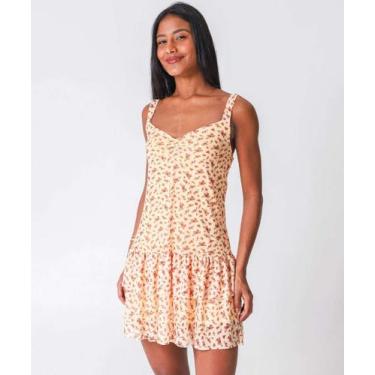 Imagem de Vestido Feminino Tule Babado Flores Marisa Amarelo-78064, Amarelo, PP