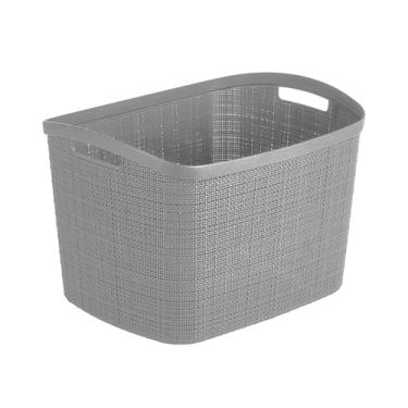 Imagem de Curver Conjunto de 2 cestas decorativas de juta GG de 30,5 L para organização e armazenamento – caixas perfeitas para escritório em casa, prateleiras de armário, despensa de cozinha e itens essenciais