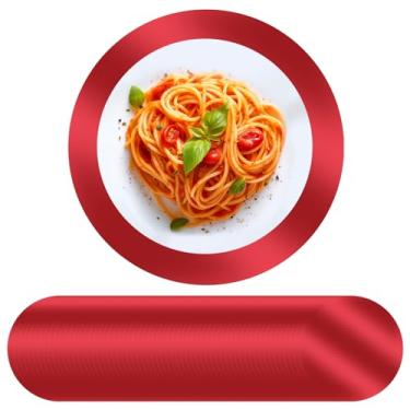 Imagem de Tomeurperf 100 peças de jogo americano de papel vermelho, jogo americano descartável de 33 cm para mesa redonda, papel decorativo para festa de aniversário, banquete de casamento - vermelho