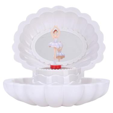 Imagem de TOPINCN Caixa de Joias Musical, Formato de Concha Com Luzes Coloridas e 8 Melodias, Dançarina e Espelho, Com Armazenamento para Pequenos Tesouros (WHITE)
