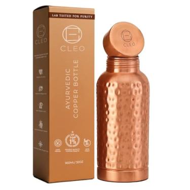 Imagem de AVA DESIGNZ Garrafa de água de cobre para beber, garrafa de água de cobre Ayurveda com acabamento martelado de 500 ml com escova de limpeza