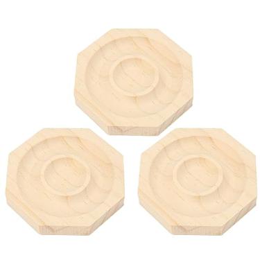 Imagem de CUOFYUNL Bandeja de exibição de pulseira de contas com 3 peças, elegante, decorativa, feita à mão, bandeja de joias de madeira sólida para pulseira, joias