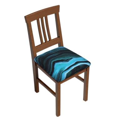 Imagem de ZERAOKE Textura de mármore – Capa de almofada de cadeira quadrada estampada completa com laços para decoração de cadeira de jantar, casa, casamento. Duas peças