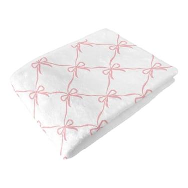 Imagem de Sweet Jojo Designs Cobertor infantil macio (laços rosa) para meninas, crianças, cobertores infantis 101,6 x 127 cm - Cobertores de lã de minky para bebês (coquete, chique gasto, vintage, bailarina