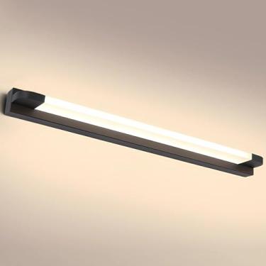 Imagem de Luminária de parede LED para banheiro, preta, com espelho frontal, IP44, para exibição de fotos, luminária de parede para espelho, arandela para hotéis e restaurantes, luminária de leitura m