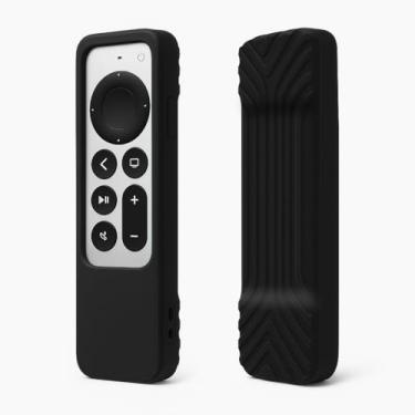 Imagem de IRAINSUN Capa de silicone compatível com Apple TV Siri Remote 2ª/3ª geração (2021/2022), capa protetora antiderrapante leve para Apple TV 4K/HD, opções de várias cores (preto)