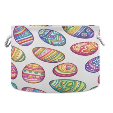 Imagem de JUZIHAI Ovos de Páscoa (3) caixa de armazenamento grande, cesto de roupa suja dobrável à prova d'água com alças de corda de algodão para organização doméstica no quarto, banheiro e carro