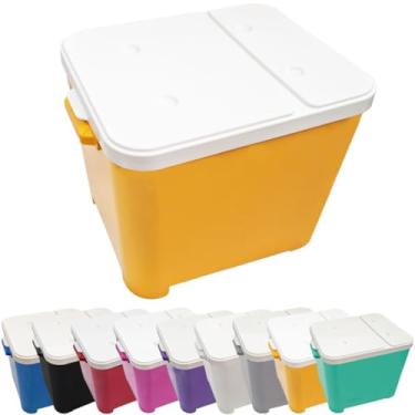 Imagem de Container de Ração 15kg com Pá Dosadora – Porta Ração para Cães e Gatos, Tampa Hermética(Amarelo)