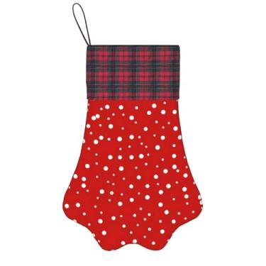 Imagem de SKKNT Meias de Natal com estampa de bolinhas vermelhas e brancas, animais de estimação, decoração de Natal, cães, gatos, árvores, doces, presente, conveniente