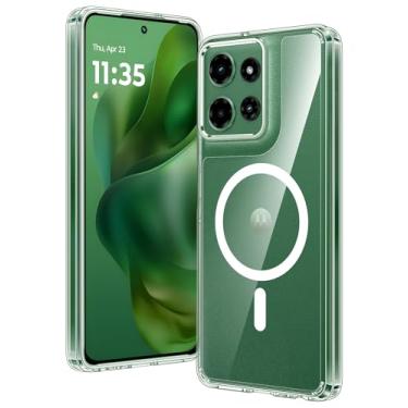 Imagem de FNTCASE Capa para Motorola Moto G-Power-5G-2025: Capa magnética de proteção contra quedas de grau militar antiamarelamento - Capa protetora resistente à prova de choque transparente (transparente)