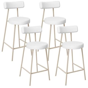 Imagem de Kit 04 Banquetas Baixa Cozinha Sala Jantar Bancada Milão Arena L02 Facto Branco - Lyam Decor