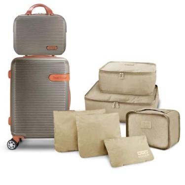 Imagem de Mala de Viagem Bordo Pequena Mão Rígida 10 KG Aprovada Rodinha Kit Fra