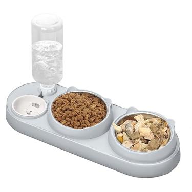 Imagem de Tigelas de comida e água para animais de estimação, pratos de alimentação para gatos