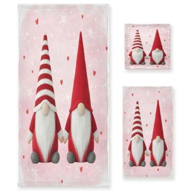 Imagem de Wassud Conjunto de 3 toalhas de banho fofas para dia dos namorados, toalhas super macias e absorventes para banheiro, toalhas de banho de secagem rápida, toalha de banho para academia, spa, hotel