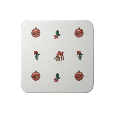 Imagem de Ladrilho Decorativo de Cerâmica Estampa Natalina com Bolas Sinos e Bagas