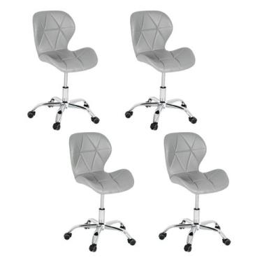 Imagem de Kit 4 Cadeiras Escritório Slim Vegas Base Giratória Estofada Cinza - D
