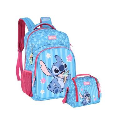 Imagem de Kit Lilo Stitch Angel Mochila Costas + Lancheira Térmica, Pink