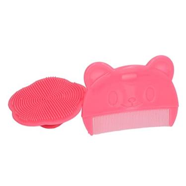 Imagem de Generic Conjunto de Pente de Couro Cabeludo de bebê de Silicone Macio Banho Sensorial Confortável Recém-nascidos Ferramenta de Banho para Limpeza do Couro Cabeludo (Vermelho)