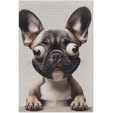 Imagem de Quebra-cabeças engraçados de buldogue de cachorro com 500 peças para adultos, engraçados, exclusivos, para adultos, arte de jogos de brinquedo