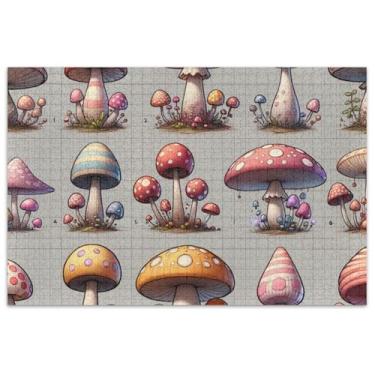 Imagem de Quebra-cabeça Sprites de cogumelos de desenho animado 500 peças adultos decoração de casa arte quebra-cabeças exclusivos jogos tecnologia presentes