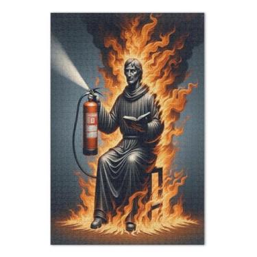 Imagem de Quebra-cabeça preto Fire Punishment de 1000 peças, quebra-cabeças desafiadores para adultos com letras nas costas